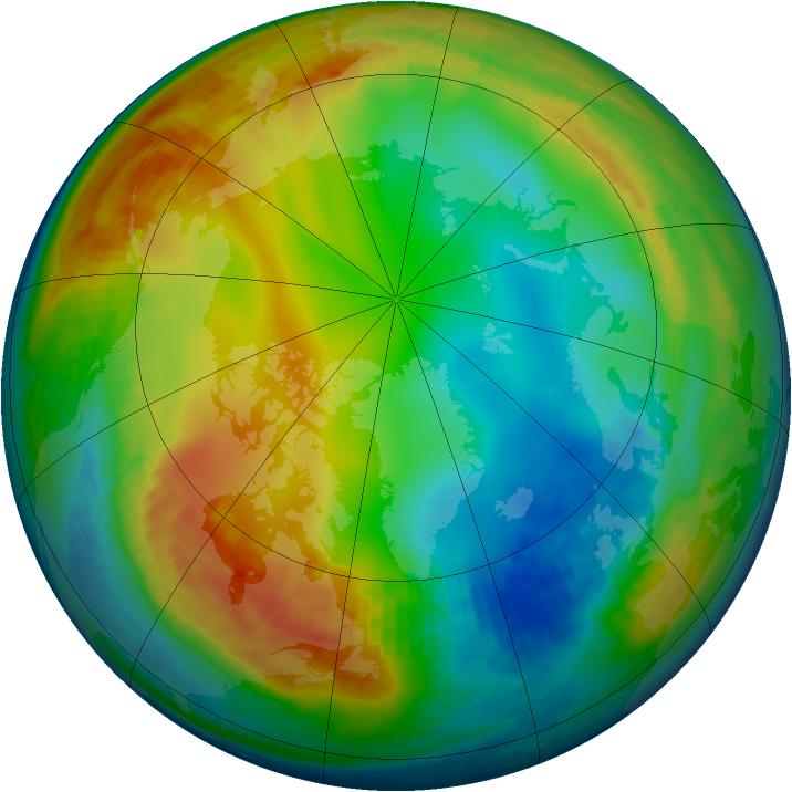 Arctic ozone map for 09 January 2003